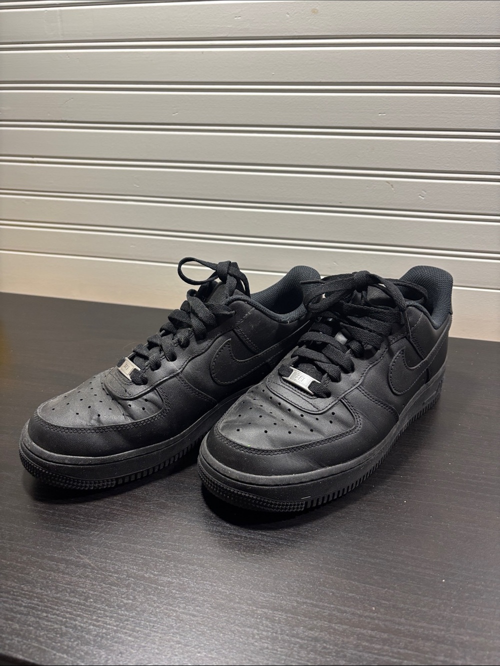 Nike Black Air Force 1 Low-Top Leather Sneakers